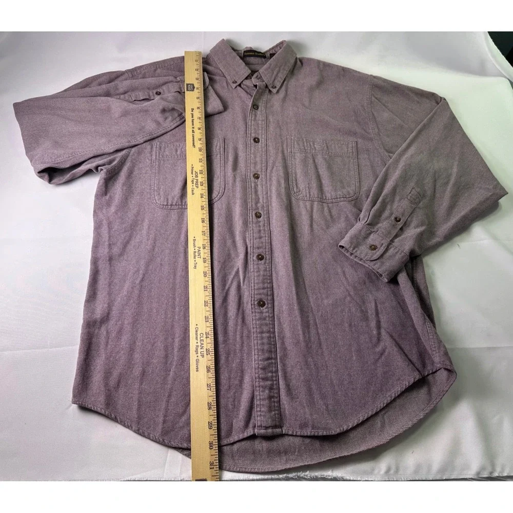 VINTAGE 90s Eddie‎ Bauer Sonoma Heathers Heavy Cotton Button Down Mens L Mauve